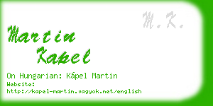 martin kapel business card